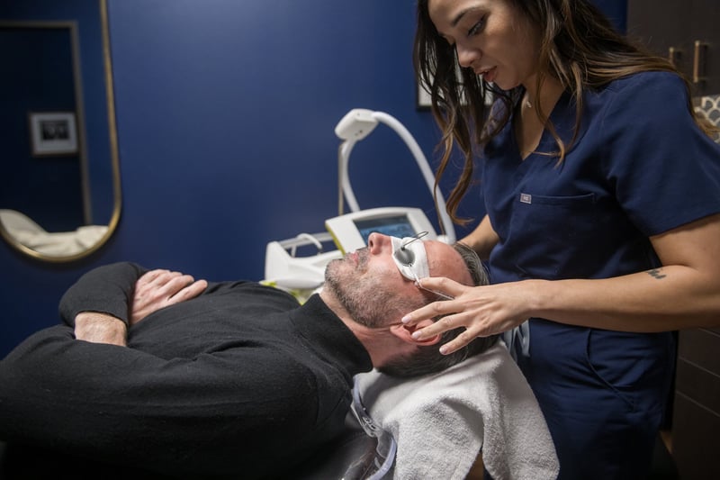 IPL photofacial male client in Austin preparing for treatment