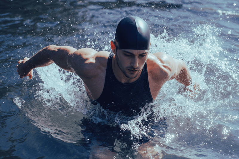 young austin man swimming