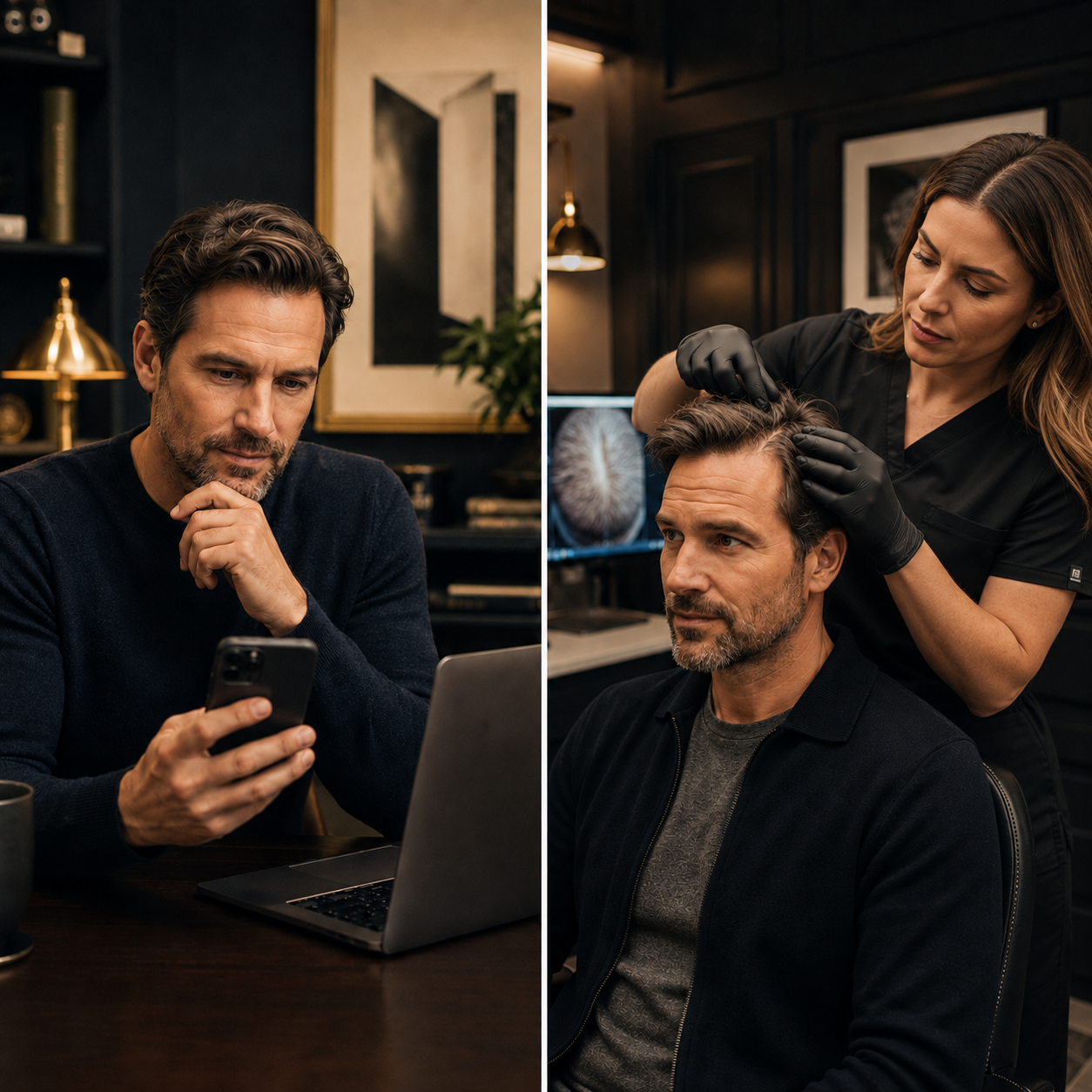 Online hair loss treatment compared with personalized in-person hair restoration for men