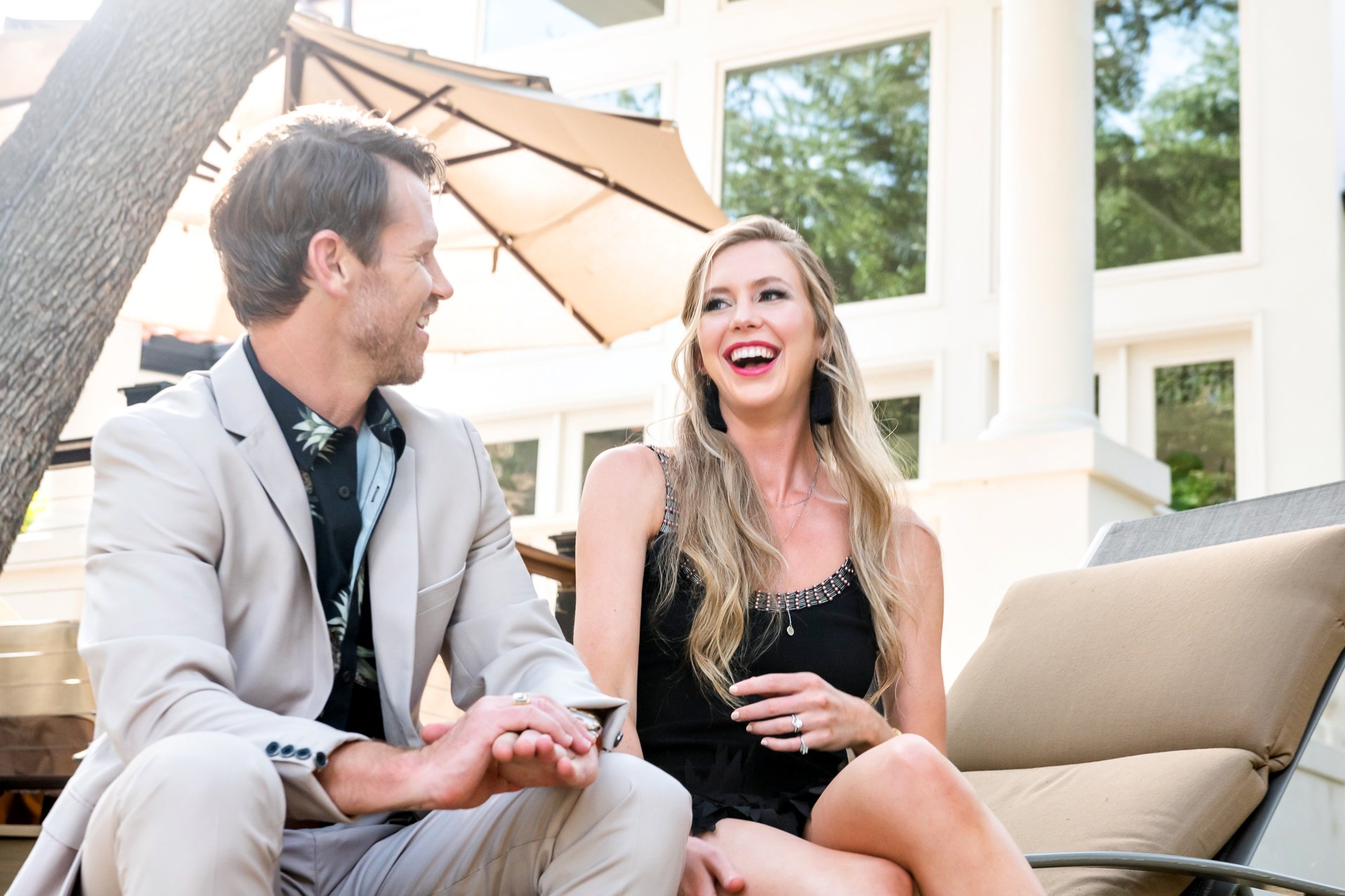 Sexy couple hanging by pool in Westlake, TX